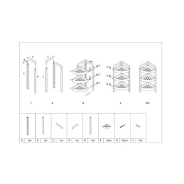 ПОЛКА ДЛЯ ВАННОЙ УГЛОВАЯ БАМБУК 3 ПОЛКИ 23x61