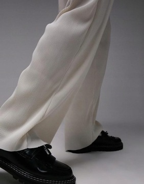 Topman NG7 ioq ecru proste spodnie plisy S
