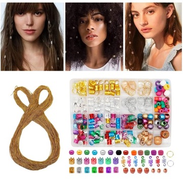 238 шт. дреды, бусины, косички для волос, кольца, дреды, упаковка OPP + веревка