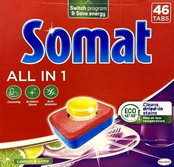 SOMAT ALL IN 1 Tabletki do zmywarki cytryna 46szt