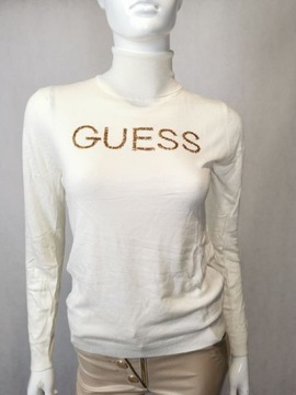 Oryginalny sweterek golfik Guess S śmietankowy