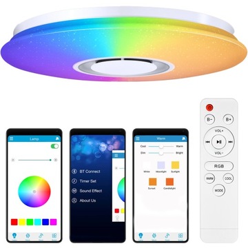 Lampa plafon LED RGB GŁOŚNIK Bluetooth 60w PILOT