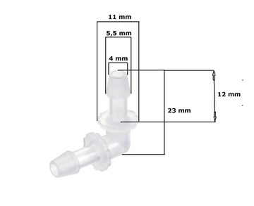 KOLANKO PLASTIKOWE DO WĘŻY SPRYSKIWACZY 4x4 4mm