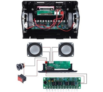 Głośnik z BT Odtwarzacz MP3, RADIO + Spektrum DiY KIT BLACK
