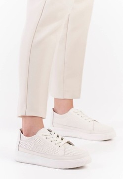 ЖЕНСКАЯ ОБУВЬ SERGIO LEONE SP020 БЕЛАЯ СПОРТИВНАЯ НАТУРАЛЬНАЯ КОЖА R 36