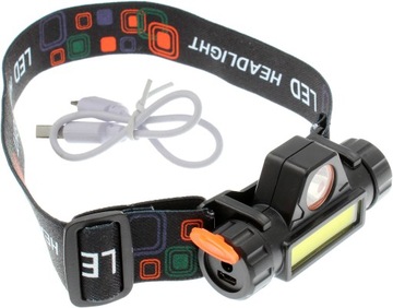 Latarka Czołowa 2 źródła LED T6 CREE i COB