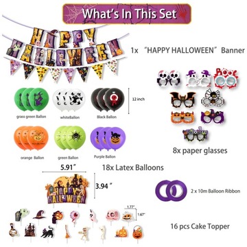 Zestaw dekoracji na imprezę Halloween Balony na imprezę wigilijną