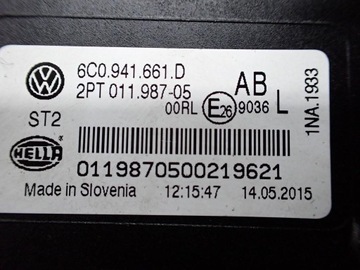 HALOGEN LEVÝ ORIGINÁLNÍ 6C0941661D FACELIFT VW POLO 6R 6C 15R