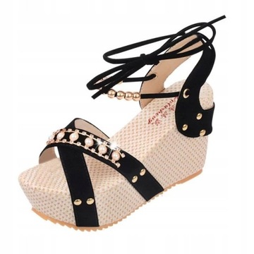 ELEGANCKIE LETNIE BUTY SANDAŁY NA KOTURNIE