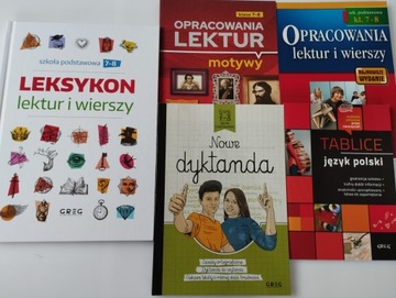 Zbiór Opracowań klas 7-8 x5 Motywy, Leksykon, Dyktanda, Opracowania Tablice