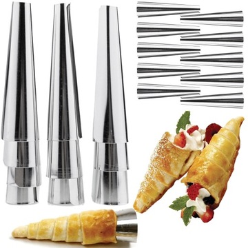 FOREMKI DO RUREK PIECZENIA RURKI Z KREMEM FORMA CIASTEK METALOWE DUŻE 10SZT