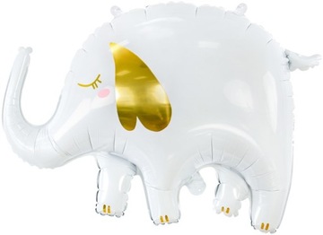 BALON FOLIOWY SŁOŃ SŁONIK SAFARI BIAŁY ZŁOTY NA URODZINY ROCZEK NA HEL 66CM