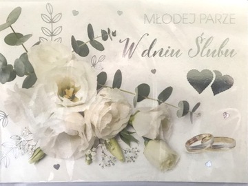 Kartka Ślub W Dniu Ślubu życzenia +koperta eleganc