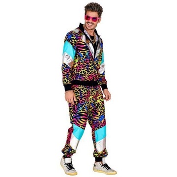 STRÓJ DRES KOLOROWY TYGRYS DISCO LATA 80 XL