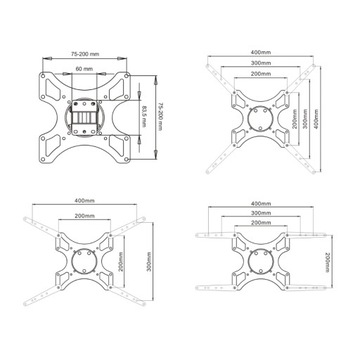 КРЕПЛЕНИЕ ДЛЯ ТЕЛЕВИЗОРА, ВЕШАЛКА ДЛЯ ТЕЛЕВИЗОРА, 19–46 ФУТОВ, РЕГУЛИРУЕМАЯ