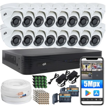 ZESTAW 16 KOPUŁKOWYCH KAMER ZEWNĘTRZNYCH DO MONITORINGU DOMU ANALOG 5MPx