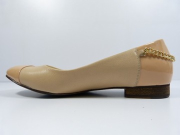 Nude skórzane czółenka balerinki pantof Neścior 40