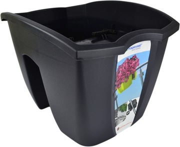 Балконный цветочный горшок антрацит для балюстрады, 24 см