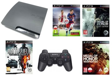 Konsola Sony Playstation 3 Slim 320 GB PS3 4 gry wojenne Oryginalny Pad