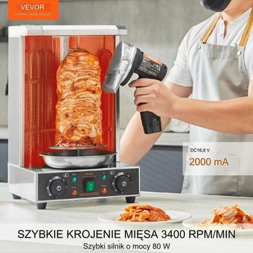 Elektryczny nóż do kebaba gyrosa 2 ostrza 80W