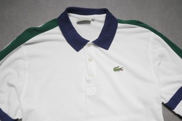 Lacoste Polo sport biała koszulka vintage 5 | L