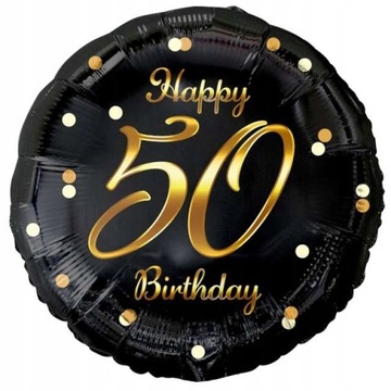 BALON FOLIOWY na 50 URODZINY HAPPY BIRTHDAY czarny