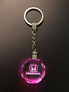 Светодиодный 3D-хрустальный светящийся брелок для ключей от машины с логотипом Honda