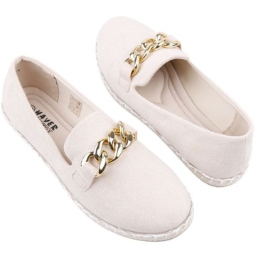 БЕЖЕВЫЕ ЖЕНСКИЕ ТУФЛИ-СЛИПОНЫ ESPARDYLES НА СТЕЛКЕ ИЗ ЭКО КОЖИ, УДОБНЫЕ ЭЛЕГАНТНЫЕ