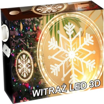WITRAŻ LED LAMPKI ŚWIĄTECZNE 3D OZDOBA NA OKNO 2