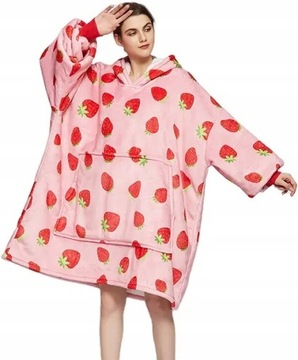 KOCOBLUZA KOC BLUZA DUŻA GRUBA CIEPŁA TRUSKAWKI
