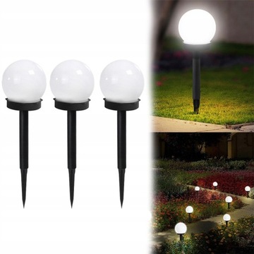 LAMPA SOLARNA OGRODOWA MOCNA BIAŁA KULA LED