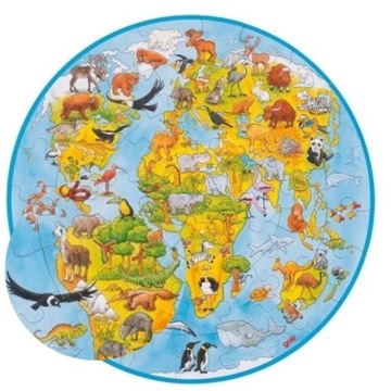 GOKI Puzzle mapa świata ziemi dla dzieci 49 elementów
