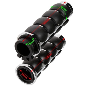 MANETKI MOTOCYKLOWE uniwersalne 2 szt chrom guma