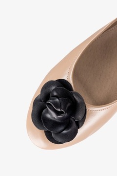 БАЛЕТКИ ЖЕНСКИЕ С ДЕКОРАТИВНЫМ ЦВЕТОМ, СЛИПОНЫ, КОЖАНАЯ СТЕЛКА, размер 40