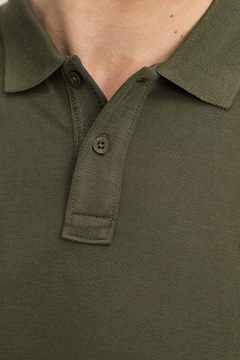 Oliwkowa gładka koszulka polo męska dopasowany krój rozmiar XXL