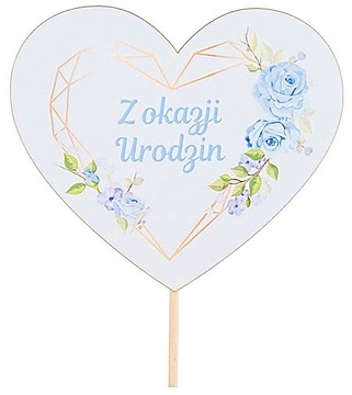 Topper Serce do Tort itp.* Z okazji Urodzin *
