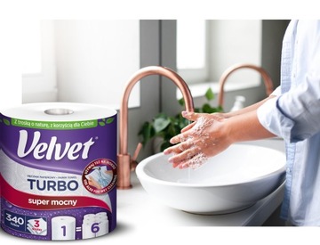 Velvet ręczniki papierowe TURBO 6 gigarolek 3 warstwowy 340 listków
