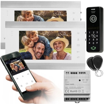 WIDEODOMOFON WiFi SZYFRATOR BRELOKI 2 MONITORY FURTKA RAMA + APLIKACJA