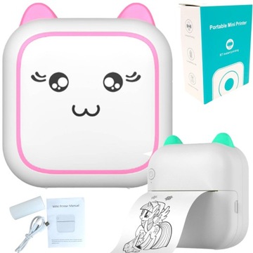 МИНИ ПОРТАТИВНЫЙ ТЕРМОПРИНТЕР ПОДАРОК ​​ДЕТЯМ КОШКА ДРУКУЗЬ + РОЛИК