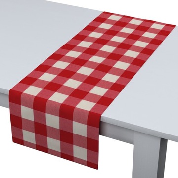 Dekoria Bieżnik czerwono biała kratka 40x130