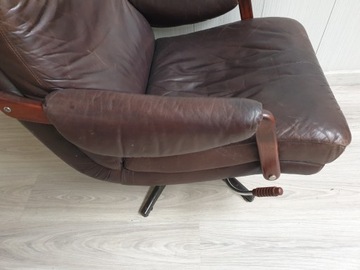 Винтажное кожаное кресло для отдыха, классическое кресло с откидной спинкой