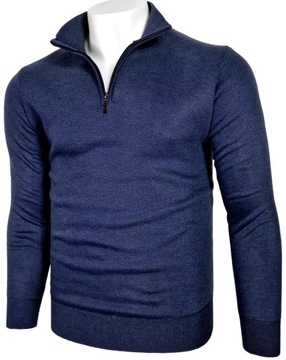 Sweter męski golf ocieplany na polarze rozpinany granatowy G158 r. XXL