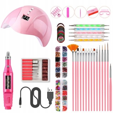 ZESTAW DO ROBIENIA PAZNOKCI MANICURE LAMPA LED