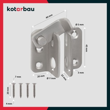 ЗАЩЕЛКА СТАЛЬНАЯ ДВЕРНАЯ С INOX SKOBEL 40X45 МЕБЕЛЬНАЯ ДВЕРЬ ЗАКРЫВАЕТСЯ