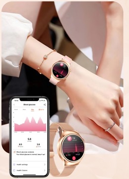 Женские умные часы ЭКГ ИЗМЕРЕНИЕ САХАРА МОНИТОР АРТЕРИАЛЬНОГО ДАВЛЕНИЯ РАЗГОВОРЫ PL