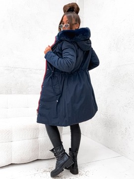 Теплая зимняя двусторонняя женская куртка ПАРКА/СТЕГА, темно-синяя, размер 159, XL
