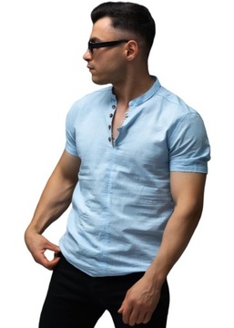 KOSZULA MĘSKA BAWEŁNIANA STÓJKA CASUAL - XXL