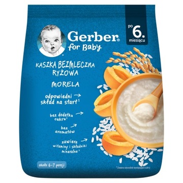 Gerber Kaszka bezmleczna ryżowa morela po 6. miesiącu 160 g