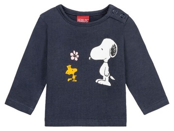Bawełniana koszulka dziewczęca z długim rękawem LUPILU Snoopy 86/92