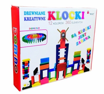 KLOCKI KONSTRUKCYJNE DREWNIANE 360 ELEMENTÓW KOLOROWE